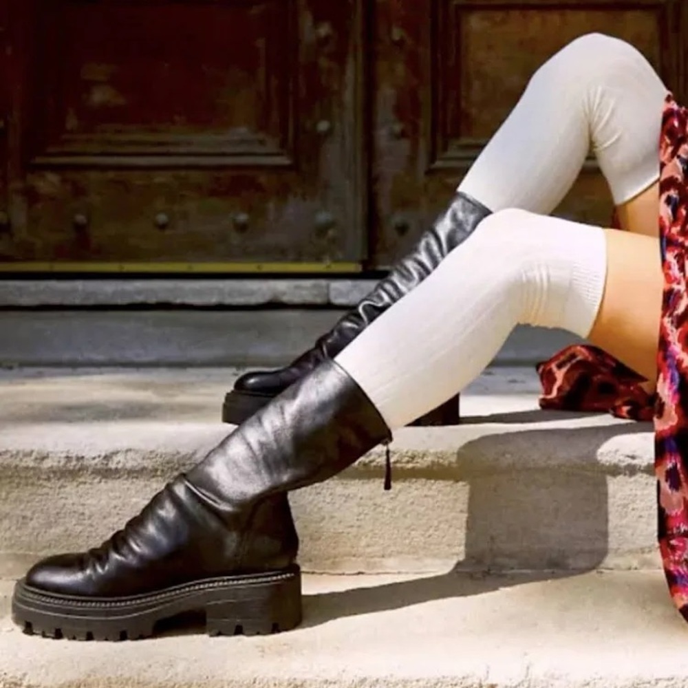 Free People Emma Leather Ruched Platform Boots